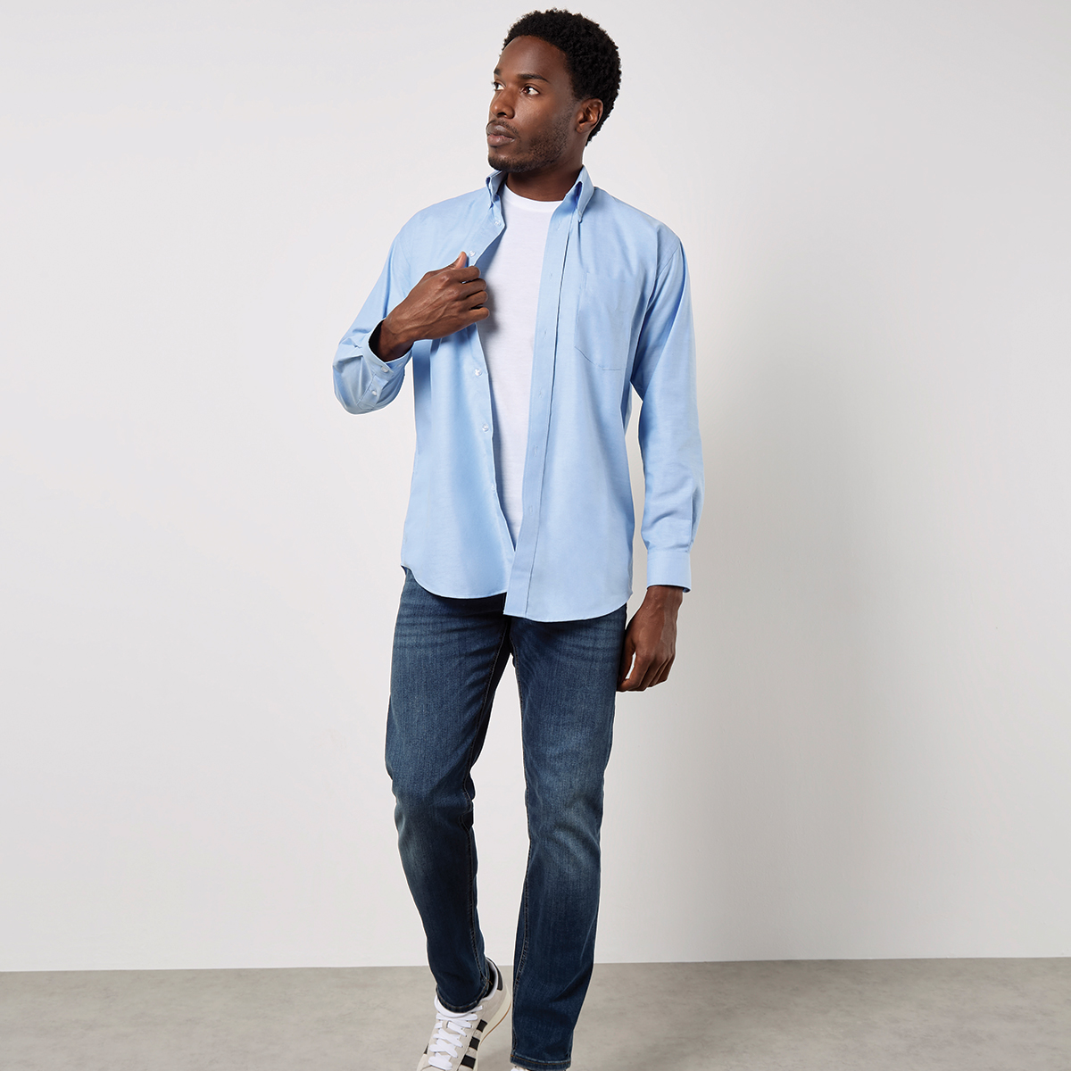 Kustom Kit Oxford Lavoro L/S Camicia Business, Blu (Blu Marino), 46 Uomo